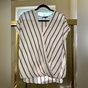 Adrianna Papell White Wrap Blouse with Cap Sleeves